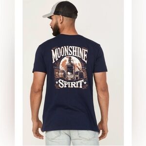Moonshine Spirit Navy Blue Men’s Graphic Short Sleeve T-Shirt